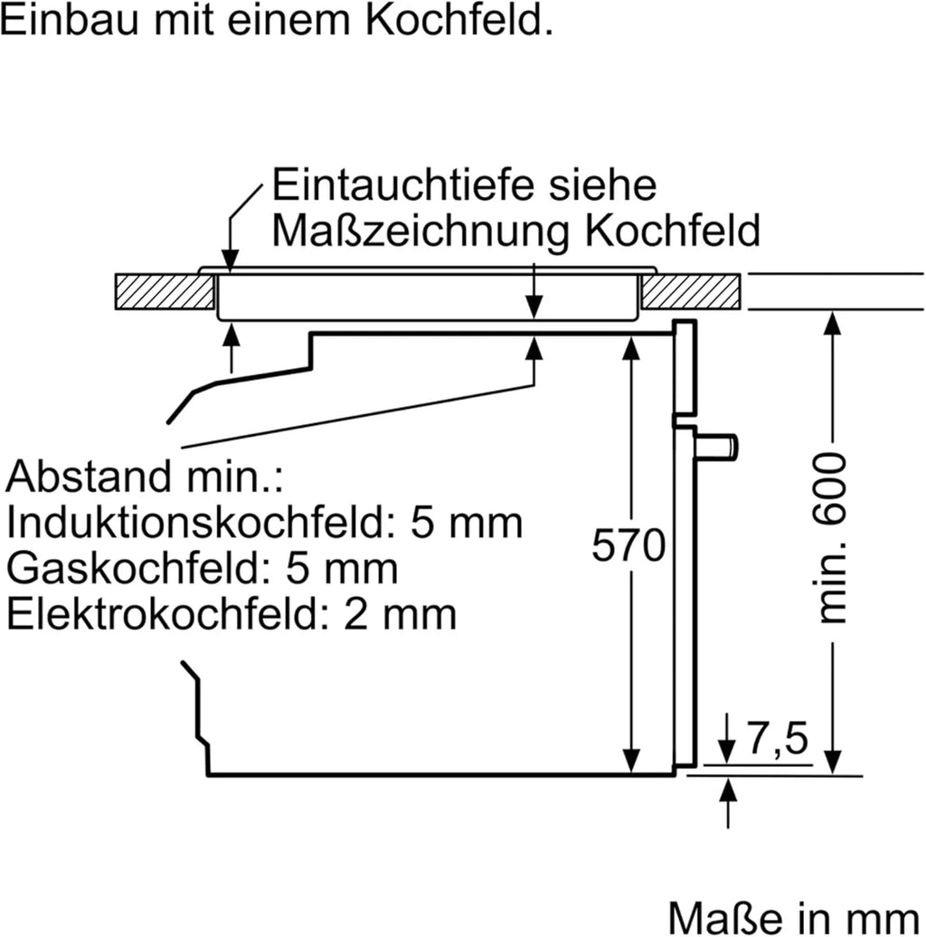 Siemens EQ211KAAB Einbau-Herd-Set iQ300, Integrierbare Herd-Kochfeld-Kombination 60 cm breit, Schnellaufheizung, granit Glanz Emaille, 3D Heißluft, Bräterzone, Schwarz