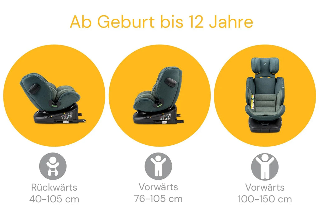 Osann Eno360 i-Size, drehbarer Kindersitz 40-150 cm, Reboarder mit Isofix, Baby Autositz – Dark Grey Melange