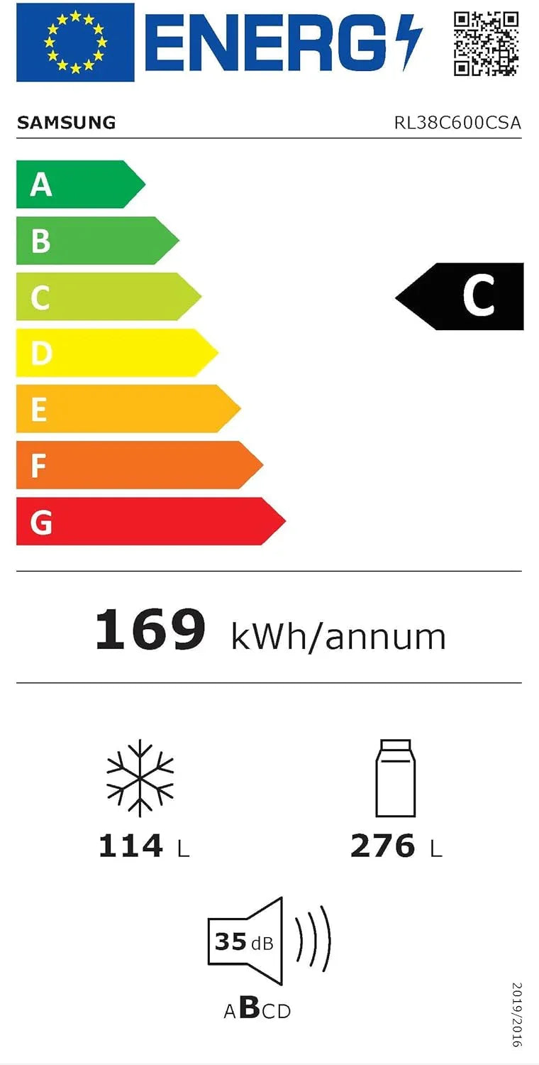 Kühl-Gefrier-Kombination, Kühlschrank mit Gefrierfach, 203 cm, 390 l Gesamtvolumen, 114 l Gefrierteil, AI Energy Mode, Edelstahl-Look, RL38C600CSA/EG