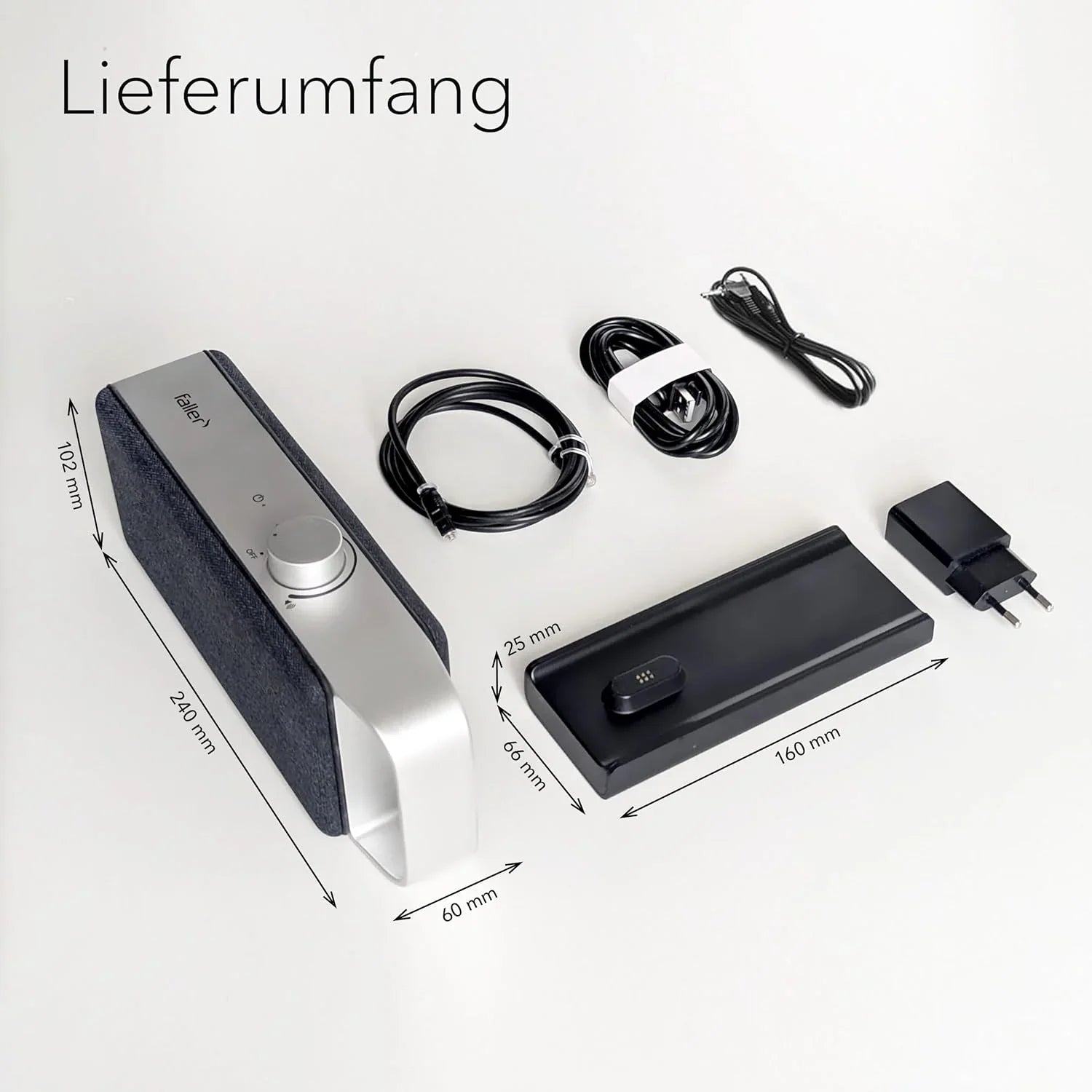 faller Oskar TV Lautsprecher/Soundbar mit Clear Voice (tragbar, kabellos, einfache Bedienung, Aluminiumgehäuse)