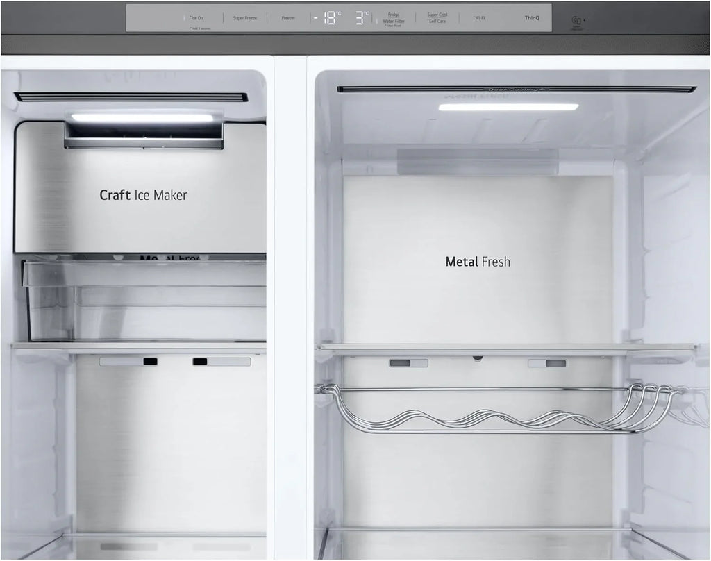 LG GSGV81PYLL Side by Side Kühlschrank, Klasse E, 635 L, Instaview, Kühlschrank mit Gefrierfach, Eis-, Crushed Ice- Wasserspender, Total NoFrost, Smart Inverter Kompressor, Wi-Fi