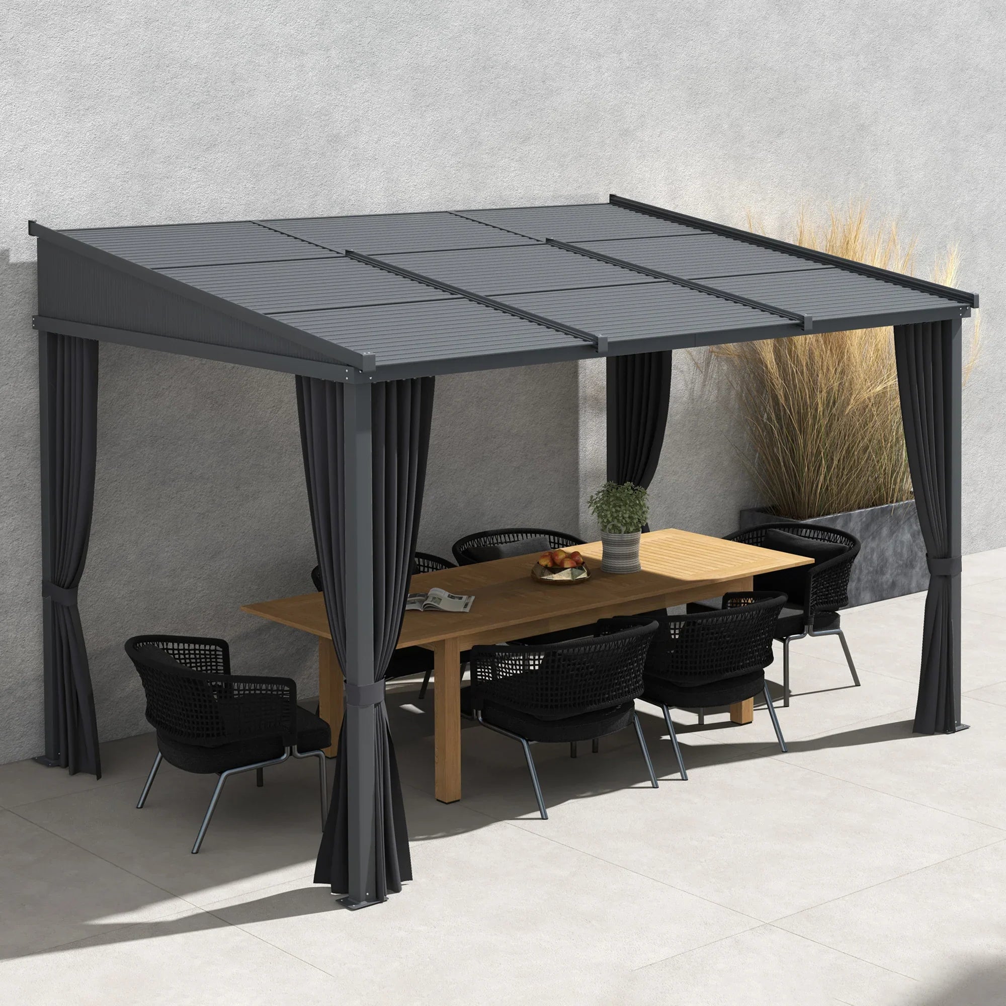 Outsunny Pergola Schiebedach Metallüberdachung