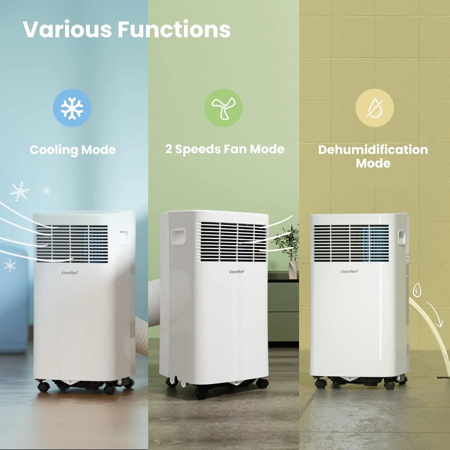 Comfee Mobiles Klimagert Easy Cool 2.0, 7000 BTU 2,0kW, Kühlen&Ventilieren&Entfeuchten, Raumgre bis 68m(25㎡), APP-Steuerung/Alexa/Google Home/IFTTT, Mobile Klimaanlage mit Abluftschlauch