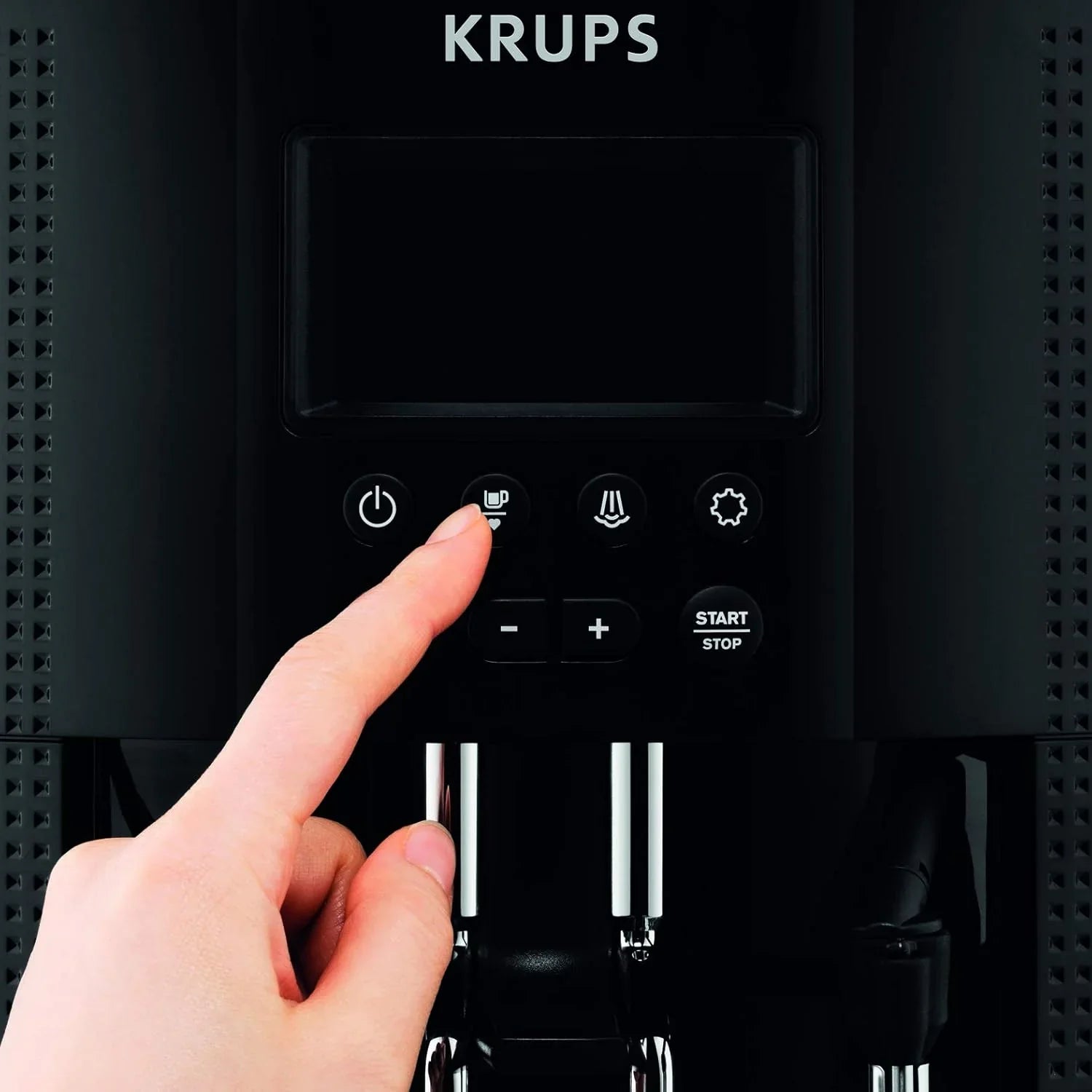 Krups Essential Kaffeevollautomat mit Milchschlauch, 2-Tassen-Funktion, LCD-Display, Einfache Reinigung, Kaffeemaschine, TÜV-Siegel, Schwarz, EA816031