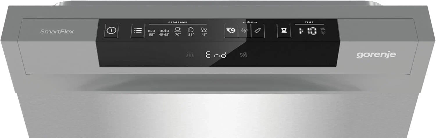 Gorenje GS 541D10 X Freistehender Geschirrspüler / SuperSilent / 11 Maßgedecke / 5 Programme / Programmanzeige / TotalDry / Silber, 45 cm breit