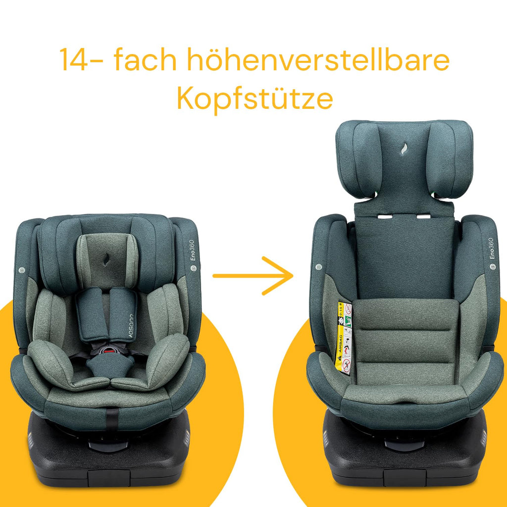 Osann Eno360 i-Size, drehbarer Kindersitz 40-150 cm, Reboarder mit Isofix, Baby Autositz – Dark Grey Melange