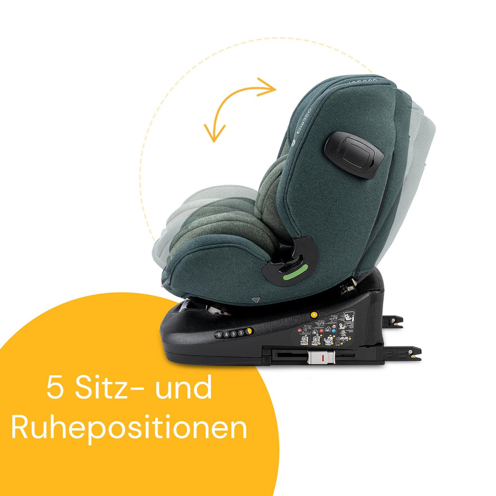 Osann Eno360 i-Size, drehbarer Kindersitz 40-150 cm, Reboarder mit Isofix, Baby Autositz – Dark Grey Melange