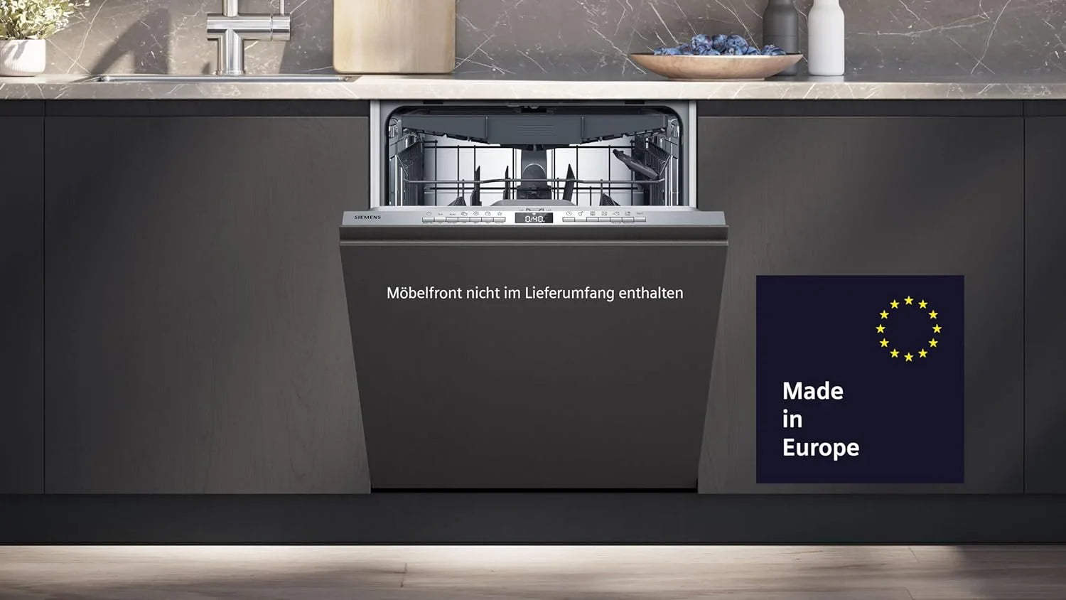 Siemens SN63EX06VE, iQ300 Smarter Geschirrspüler, Vollintegrierte Spülmaschine, 60 cm, Besteckschublade, Extra leise, varioSpeed, Automatische Türöffnung, Dreifach rackMatic, infoLight, intesiveZone