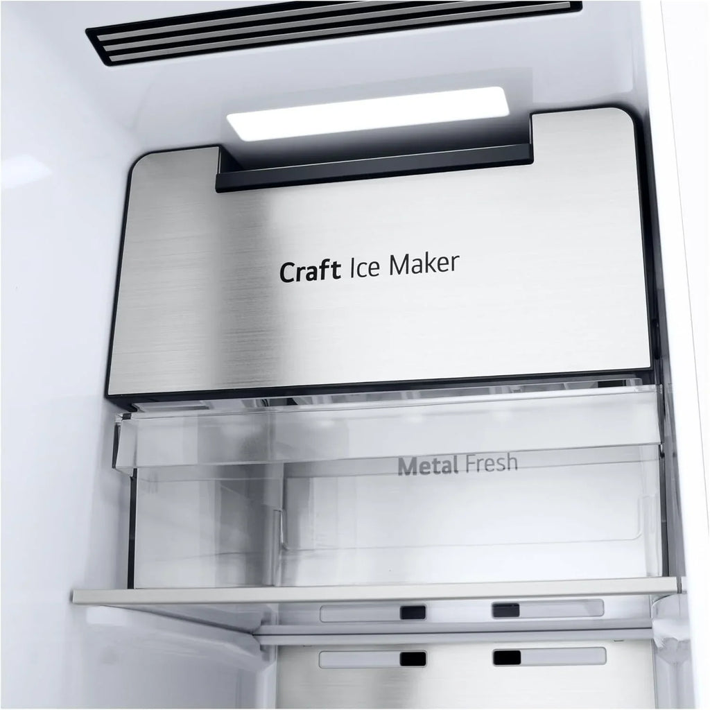 LG GSGV81PYLL Side by Side Kühlschrank, Klasse E, 635 L, Instaview, Kühlschrank mit Gefrierfach, Eis-, Crushed Ice- Wasserspender, Total NoFrost, Smart Inverter Kompressor, Wi-Fi