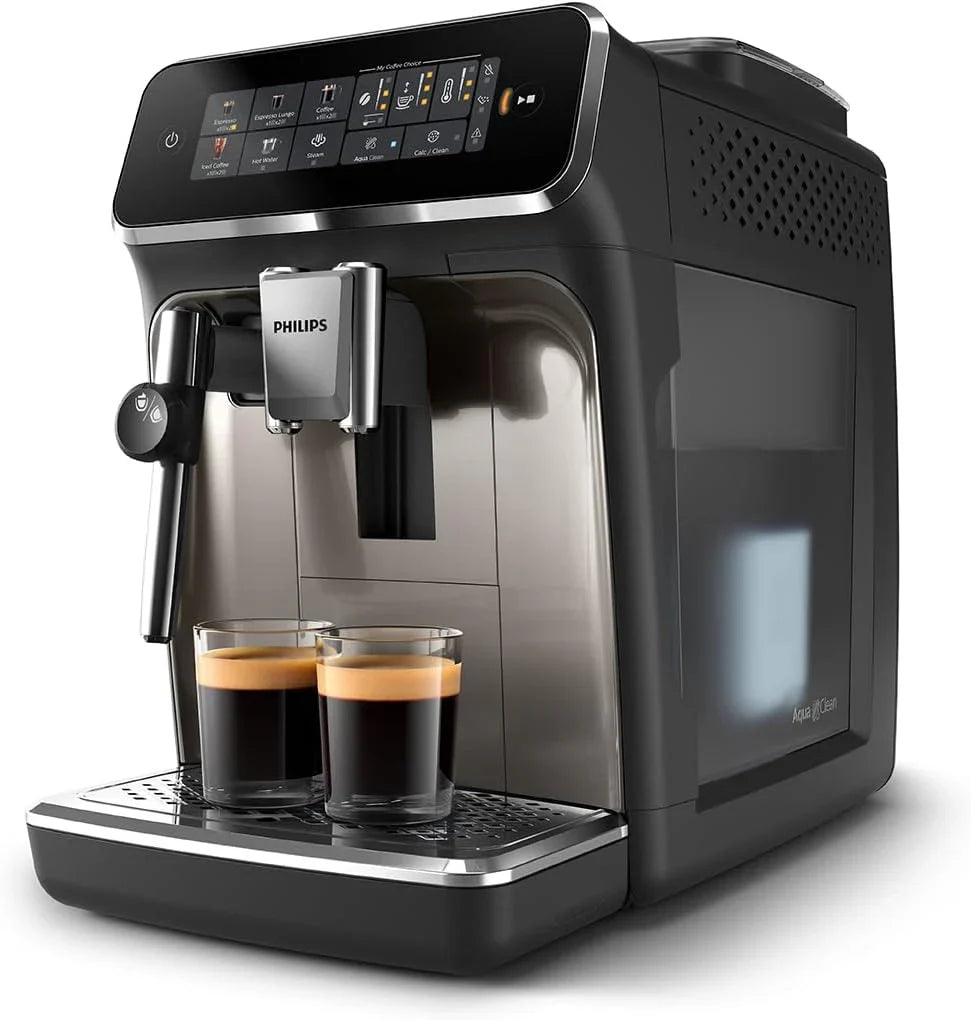 Philips 2300 Serie Vollautomatische Espressomaschine - 4 Getränke, modernes Farb-Touchscreen-Display, LatteGo-Milchsystem, SilentBrew, Keramikmahlwerk, AquaClean-Filter. Weißes Chrom (EP2333/40)