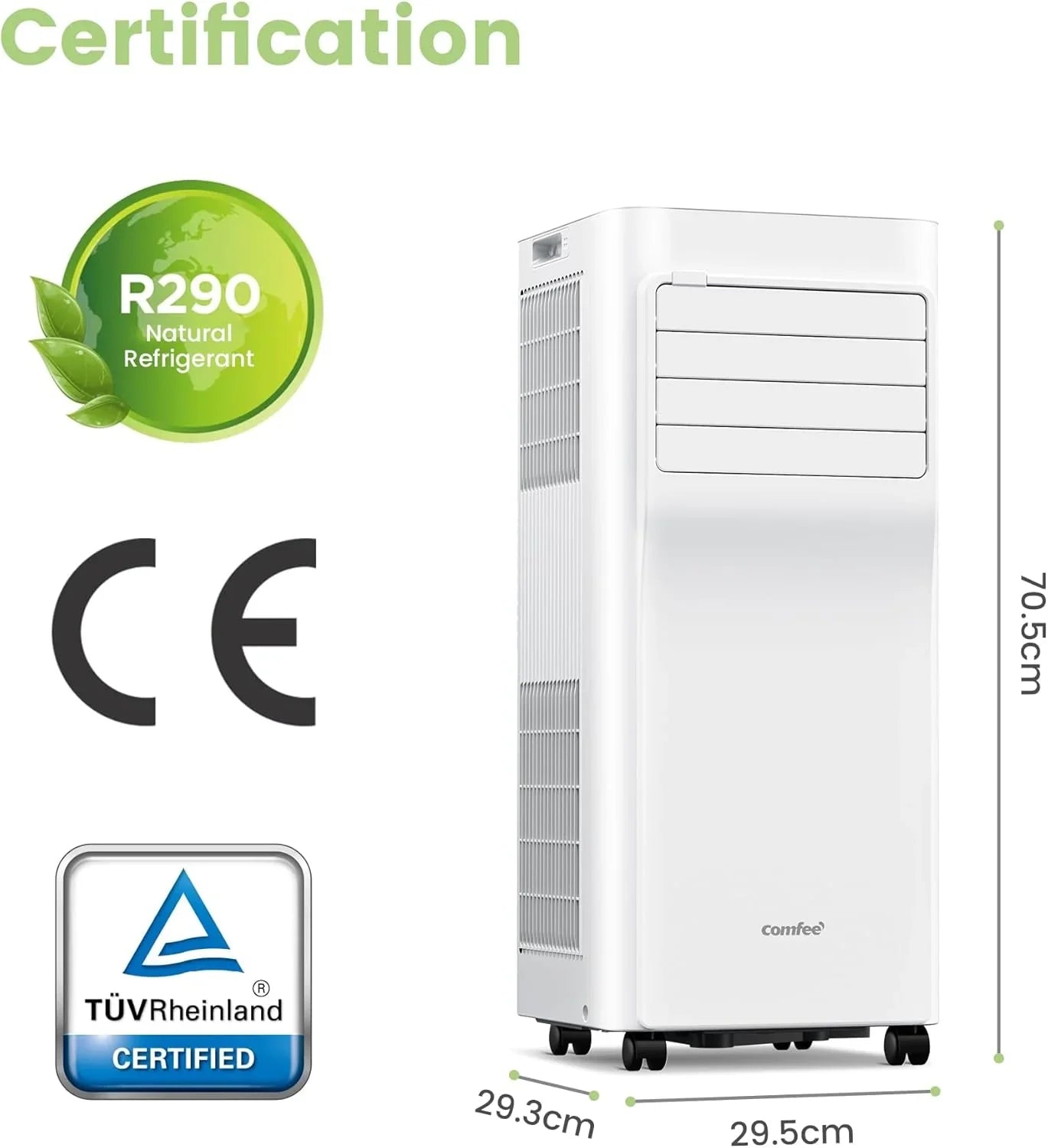 Comfee Mobiles Klimagert Easy Cool 2.0, 7000 BTU 2,0kW, Kühlen&Ventilieren&Entfeuchten, Raumgre bis 68m(25㎡), APP-Steuerung/Alexa/Google Home/IFTTT, Mobile Klimaanlage mit Abluftschlauch
