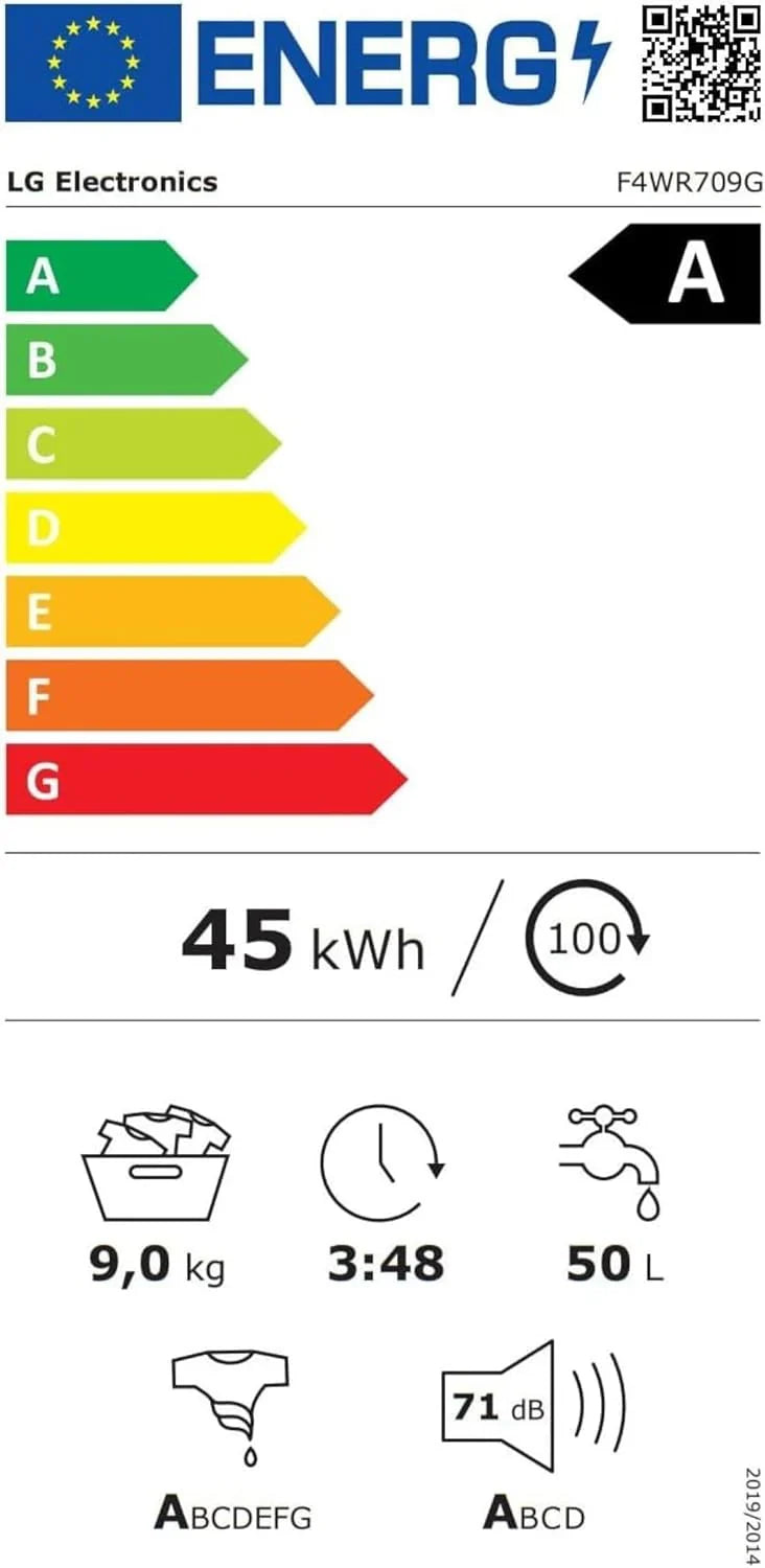 LG F4WV7080, Klasse A, Frontlader-Waschmaschine 8 kg, 1400 U/Min, AI Direct Drive, Wi-Fi, Tiefenreinigung mit Dampf, Groe Kapazitt, TRIPLE A, Auentür aus Sicherheitsglas, 62 x 60 x 85 cm  Wei