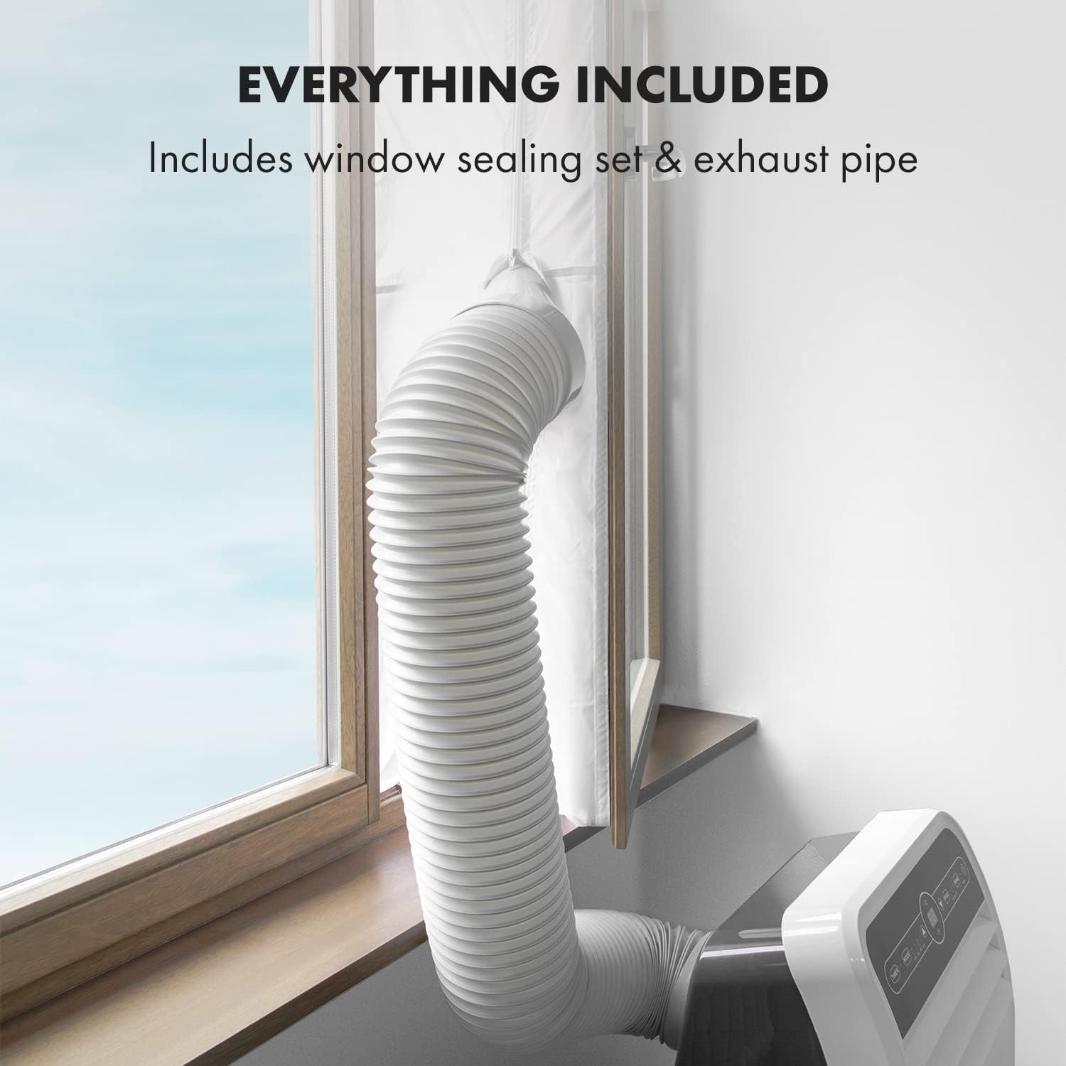 Klarstein Mobile Klimaanlage mit Abluftschlauch, 4-in-1 Klimagerät mit Ventilator, Luftentfeuchter & Nachtmodus, Kleine & Portable Klimaanlage für Wohnung & Büro, App-Steuerung, 12000 BTU