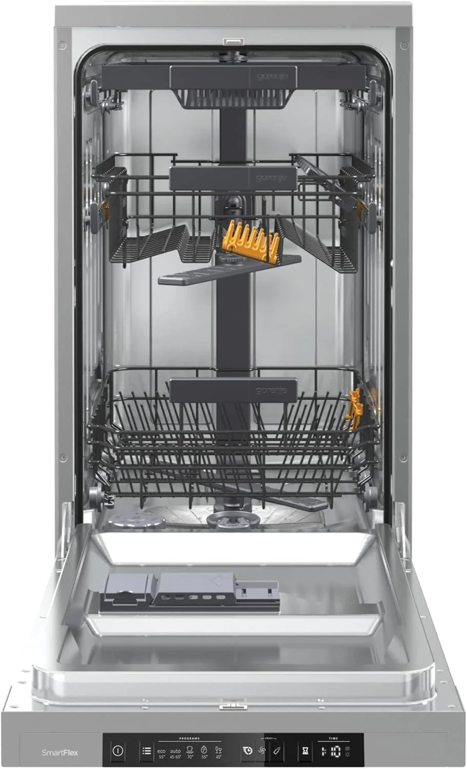Gorenje GS 541D10 X Freistehender Geschirrspüler / SuperSilent / 11 Maßgedecke / 5 Programme / Programmanzeige / TotalDry / Silber, 45 cm breit
