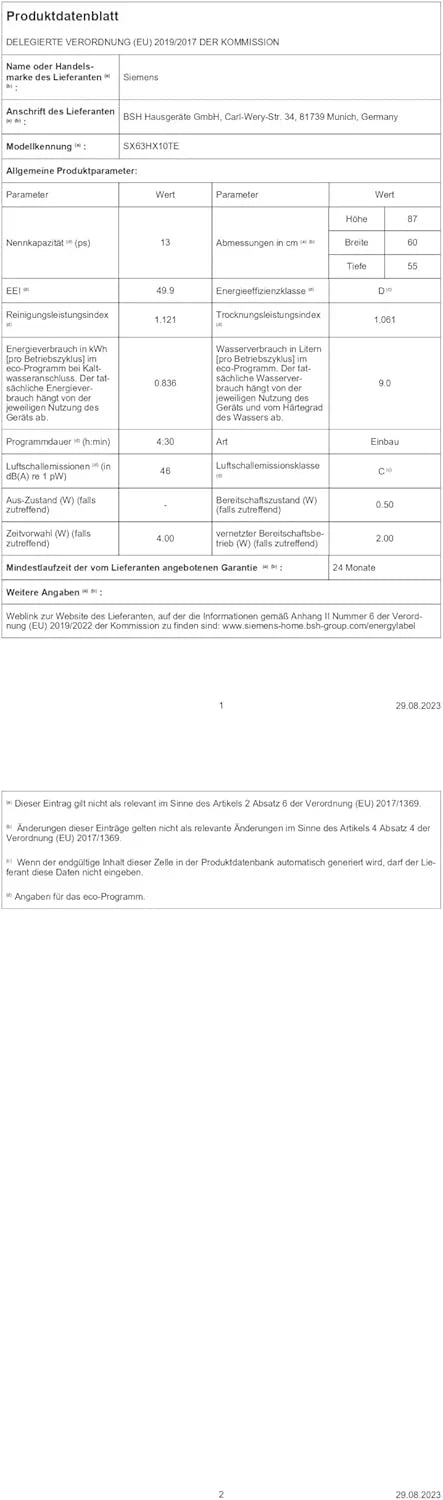 Siemens SN63EX06VE, iQ300 Smarter Geschirrspüler, Vollintegrierte Spülmaschine, 60 cm, Besteckschublade, Extra leise, varioSpeed, Automatische Türöffnung, Dreifach rackMatic, infoLight, intesiveZone