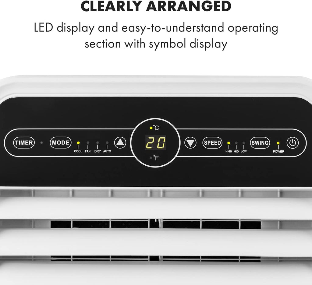 Klarstein Mobile Klimaanlage mit Abluftschlauch, 4-in-1 Klimagerät mit Ventilator, Luftentfeuchter & Nachtmodus, Kleine & Portable Klimaanlage für Wohnung & Büro, App-Steuerung, 12000 BTU
