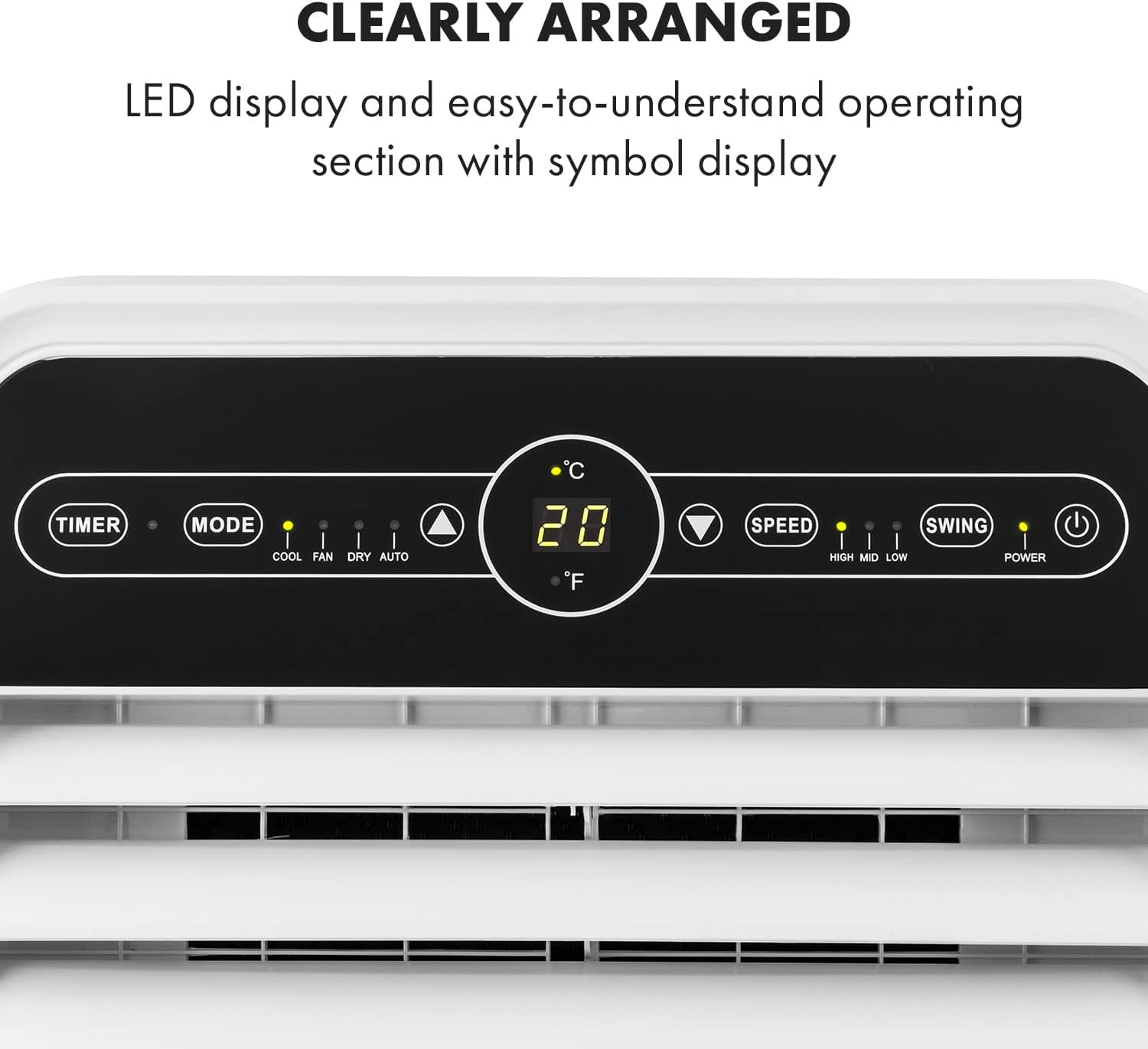 Klarstein Mobile Klimaanlage mit Abluftschlauch, 4-in-1 Klimagerät mit Ventilator, Luftentfeuchter & Nachtmodus, Kleine & Portable Klimaanlage für Wohnung & Büro, App-Steuerung, 12000 BTU