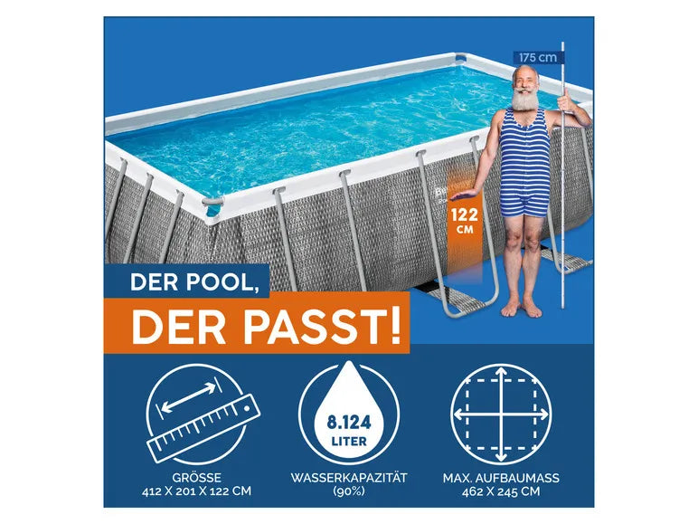 Power Steel™ Frame Pool Komplett-Set mit Filterpumpe, ca. L 412 x B 201 x L 122 cm