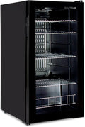 °CUBES Getränkekühlschrank 90L mit Glastür & 4 variablen Ablagen | Kompakter Flaschenkühlschrank, perfekt für zu Hause, Büro, Partys & Gastro | Stilvoller Kühlschrank mit Glastür, schwarz