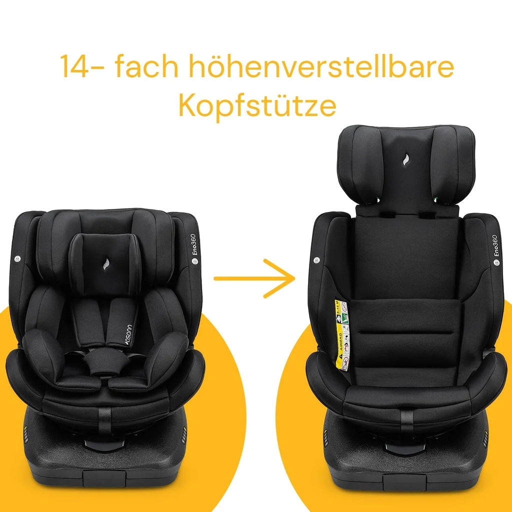 Osann Eno360 i-Size, drehbarer Kindersitz 40-150 cm, Reboarder mit Isofix, Baby Autositz – Dark Grey Melange