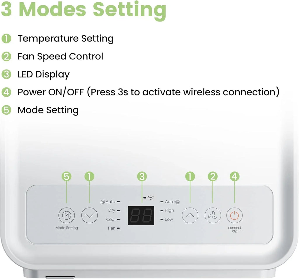Comfee Mobiles Klimagerät MPPH-09CRN7, 9000 BTU 2,6kW, Kühlen&Ventilieren&Entfeuchten, Raumgröße bis 88m³(33㎡), Mobile Klimaanlage mit Abluftschlauch
