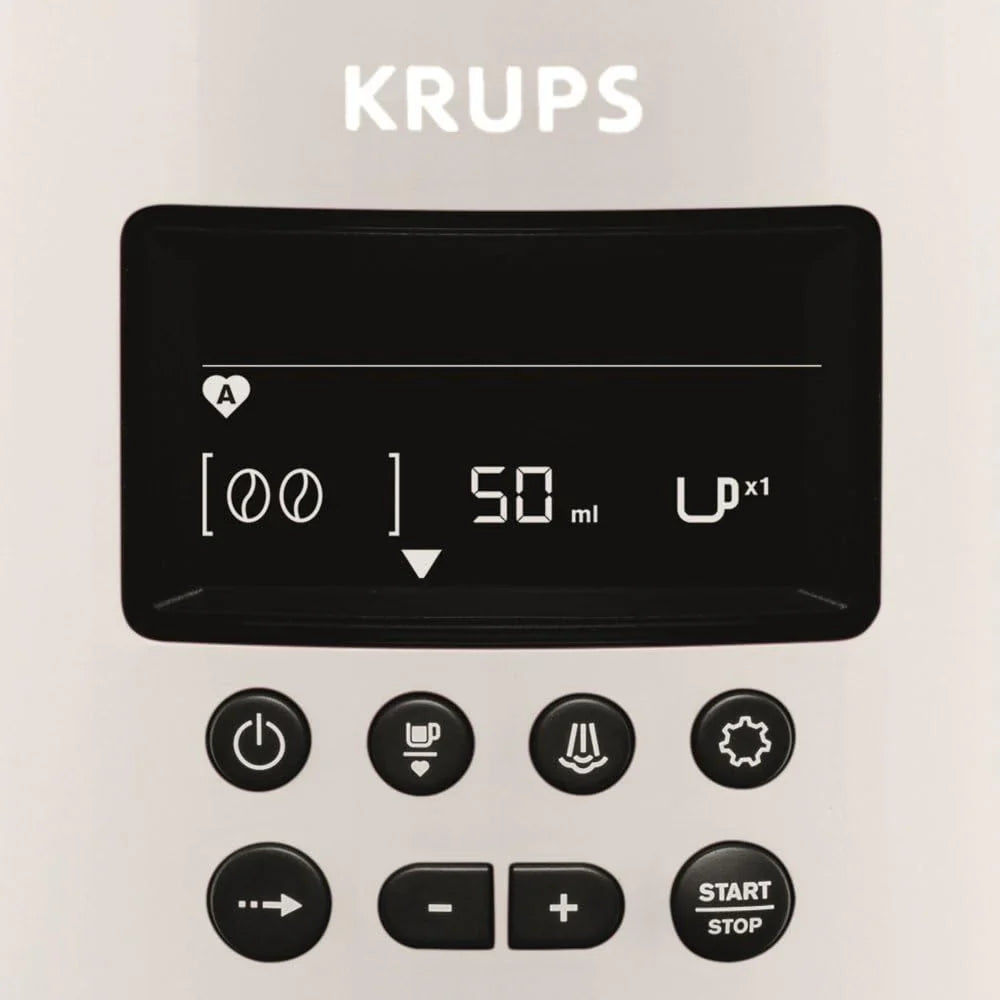 Krups Essential Kaffeevollautomat mit Milchschlauch, 2-Tassen-Funktion, LCD-Display, Einfache Reinigung, Kaffeemaschine, TÜV-Siegel, Schwarz, EA816031
