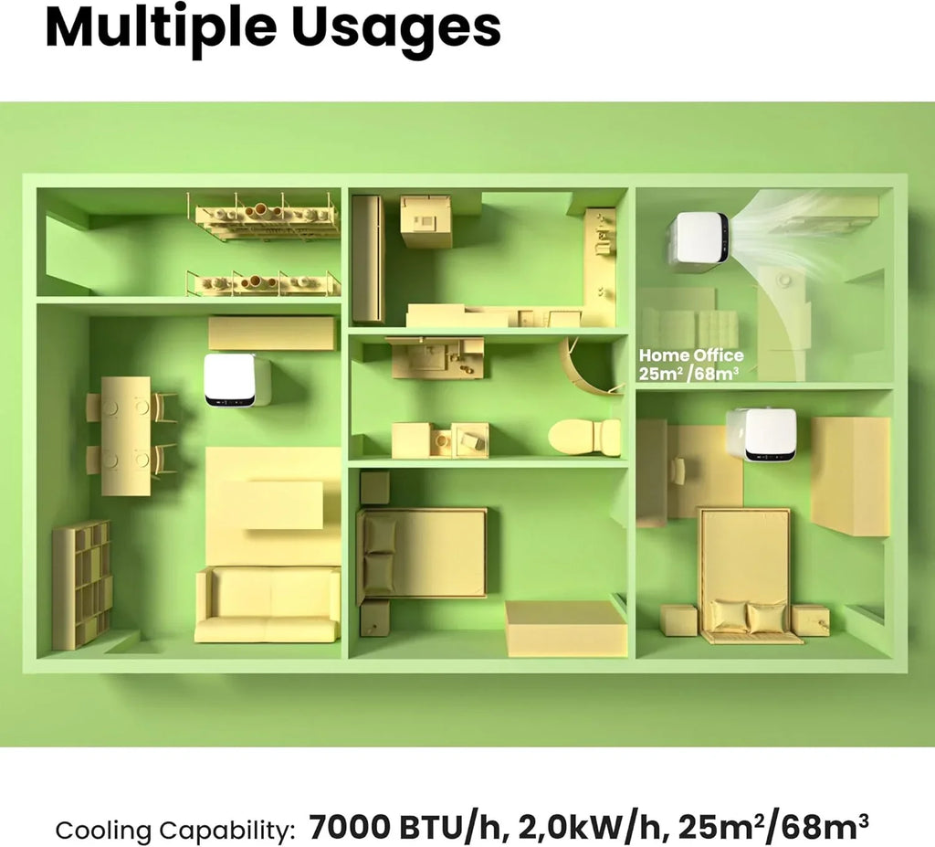 Comfee Mobiles Klimagerät MPPH-09CRN7, 9000 BTU 2,6kW, Kühlen&Ventilieren&Entfeuchten, Raumgröße bis 88m³(33㎡), Mobile Klimaanlage mit Abluftschlauch
