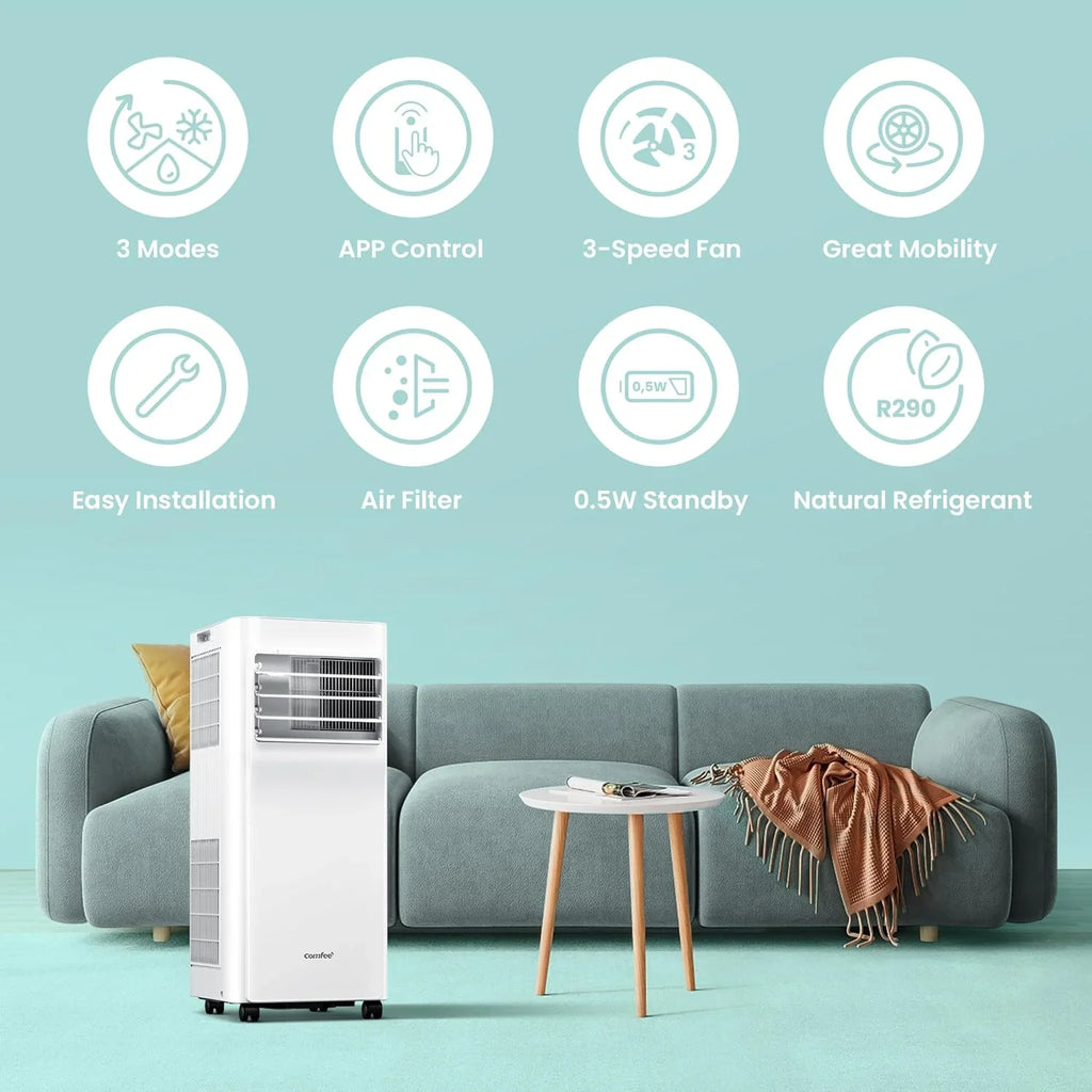 Comfee Mobiles Klimagert Easy Cool 2.0, 7000 BTU 2,0kW, Kühlen&Ventilieren&Entfeuchten, Raumgre bis 68m(25㎡), APP-Steuerung/Alexa/Google Home/IFTTT, Mobile Klimaanlage mit Abluftschlauch