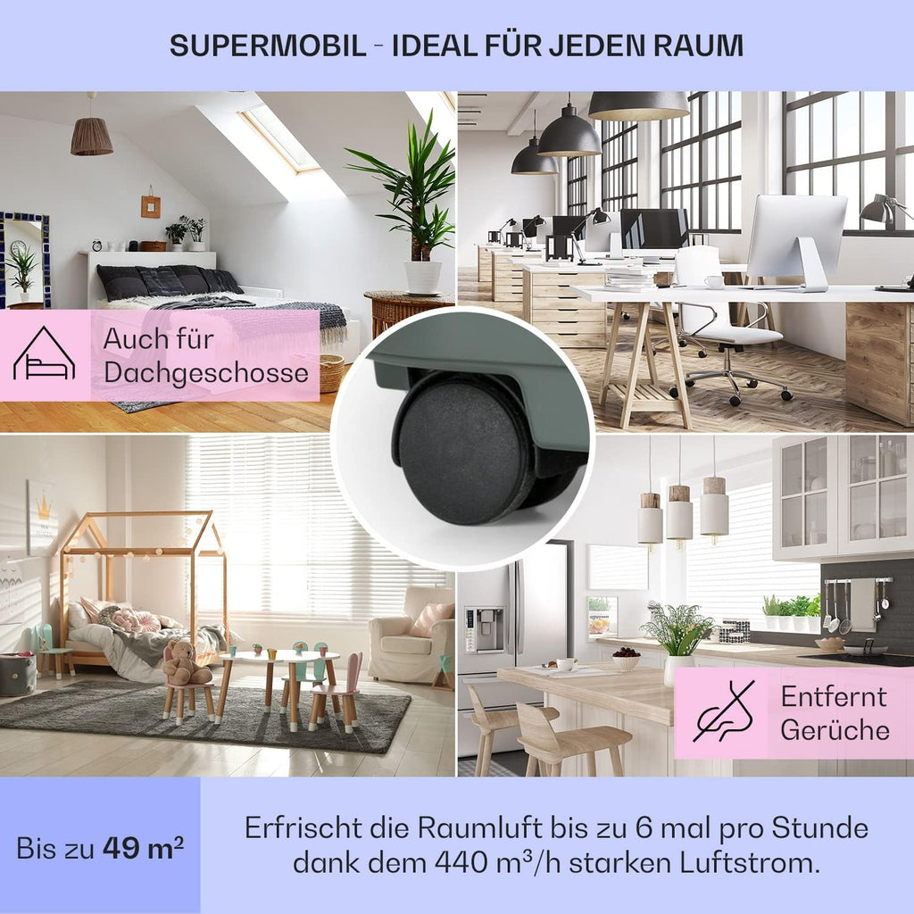 Klarstein Mobile Klimaanlage mit Abluftschlauch, 5-in-1 Klimagerät, Ventilator, Luftentfeuchter, Luftreiniger & Nachtmodus, App-Steuerung, Kleine & Portable, für Wohnung & Büro, 12000 BTU