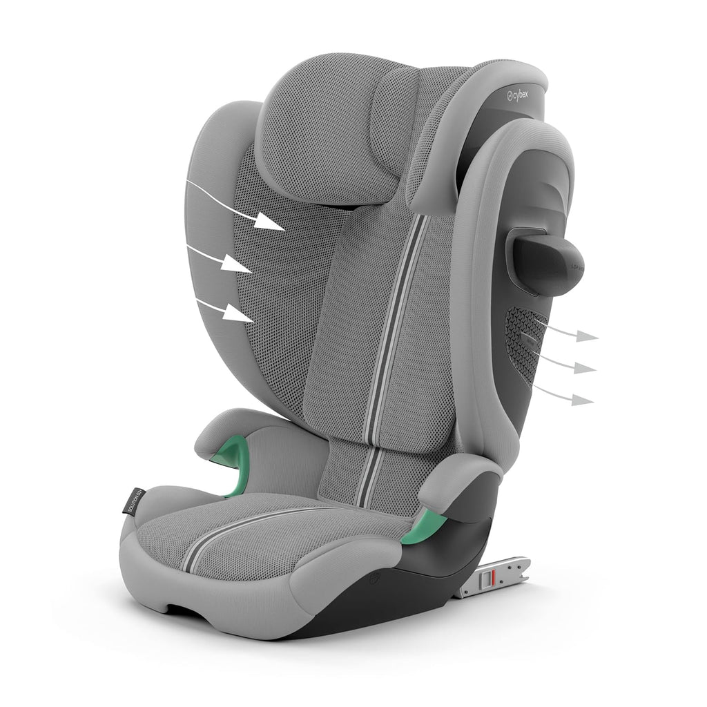 CYBEX Gold Kinder-Autositz Solution G i-Fix, Für Autos mit und ohne ISOFIX, Ab ca. 3 bis 12 Jahre (100 - 150 cm), Ab ca. 15 bis 50 kg, Lava Grey