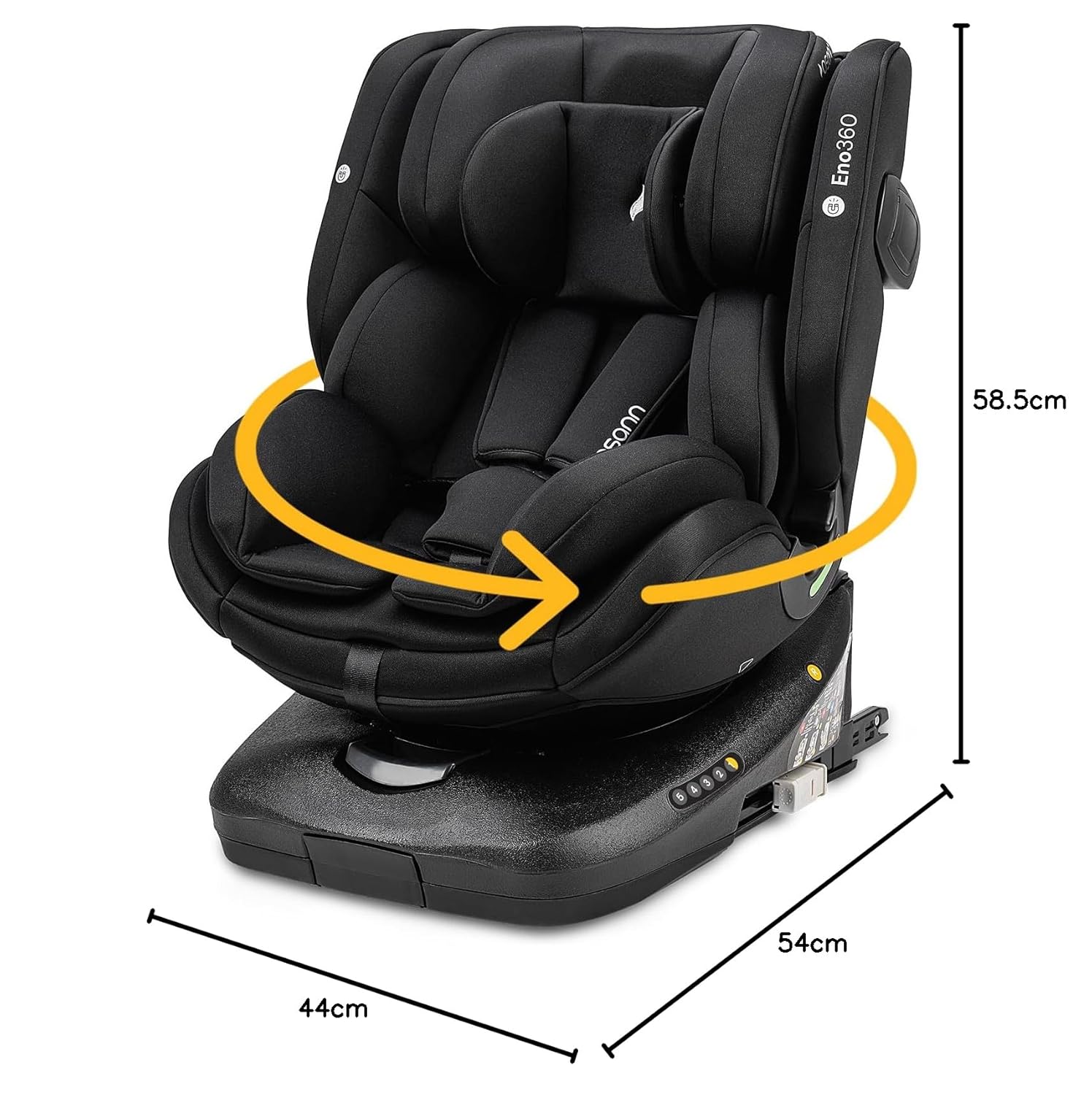 Osann Eno360 i-Size, drehbarer Kindersitz 40-150 cm, Reboarder mit Isofix, Baby Autositz – Dark Grey Melange