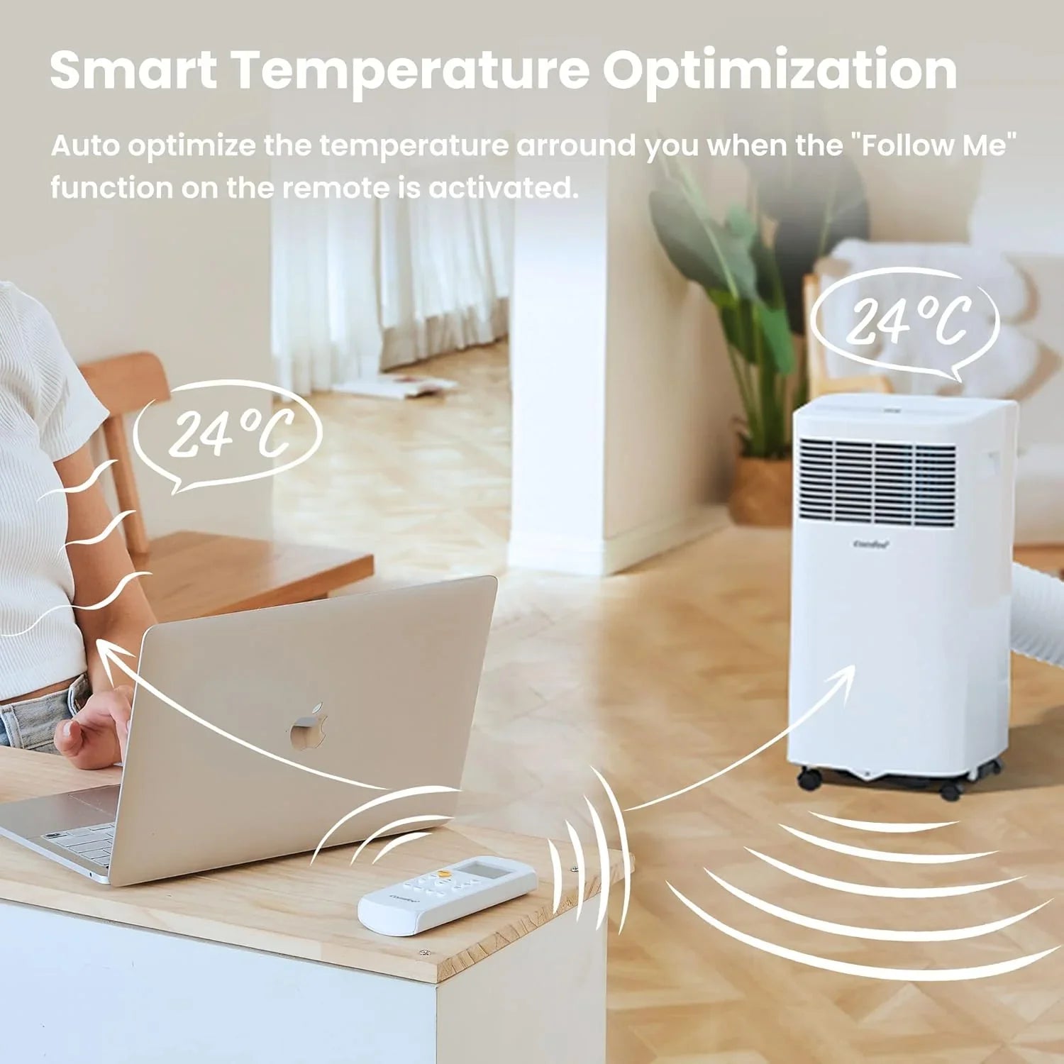 Comfee Mobiles Klimagerät MPPH-09CRN7, 9000 BTU 2,6kW, Kühlen&Ventilieren&Entfeuchten, Raumgröße bis 88m³(33㎡), Mobile Klimaanlage mit Abluftschlauch