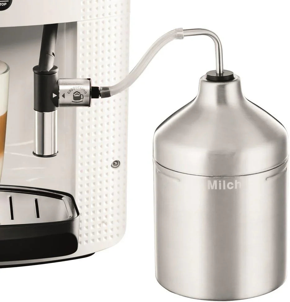 Krups Essential Kaffeevollautomat mit Milchschlauch, 2-Tassen-Funktion, LCD-Display, Einfache Reinigung, Kaffeemaschine, TÜV-Siegel, Schwarz, EA816031
