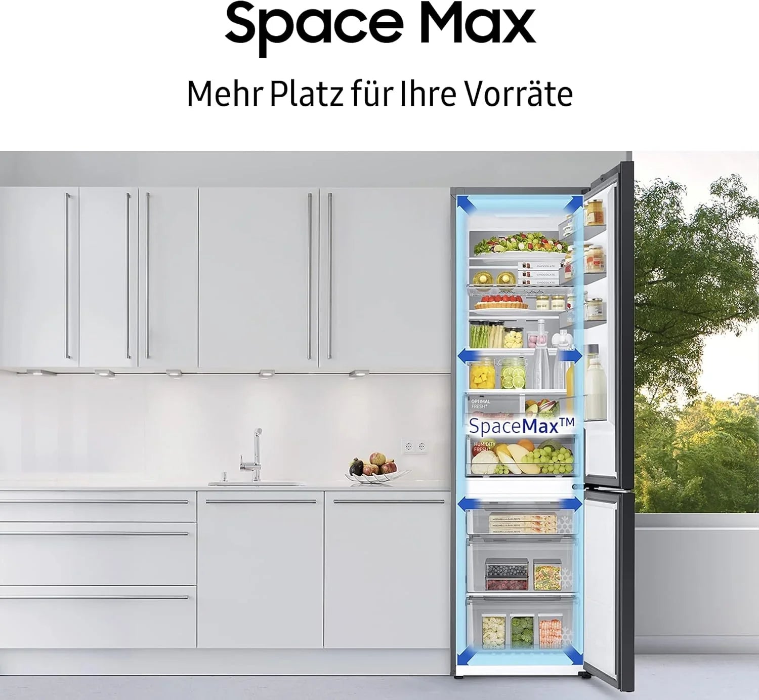 Kühl-Gefrier-Kombination, Kühlschrank mit Gefrierfach, 203 cm, 390 l Gesamtvolumen, 114 l Gefrierteil, AI Energy Mode, Edelstahl-Look, RL38C600CSA/EG