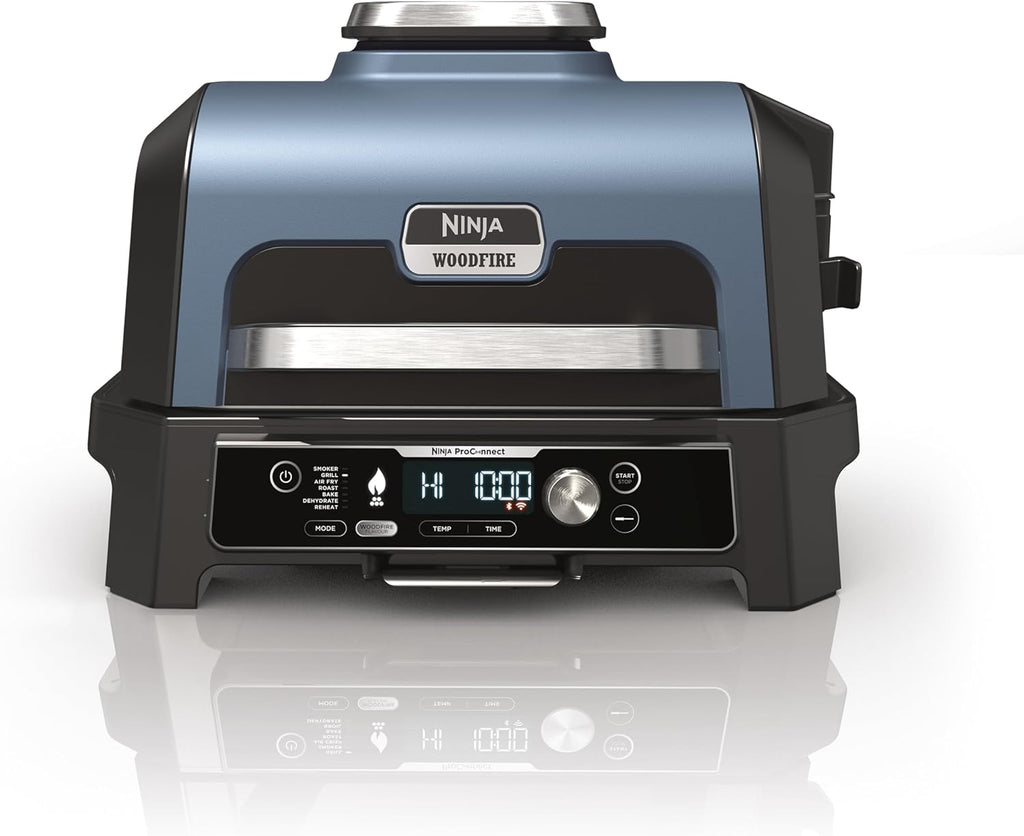 Ninja Woodfire Electric BBQ Grill & Smoker & Air Fryer, 7-in-1 Outdoor BBQ Grill, Air Fry, Smoke, Roast, Bake and more, Weather Resistant, Non-Stick, Portable, Electric, Grey/Black OG701EU