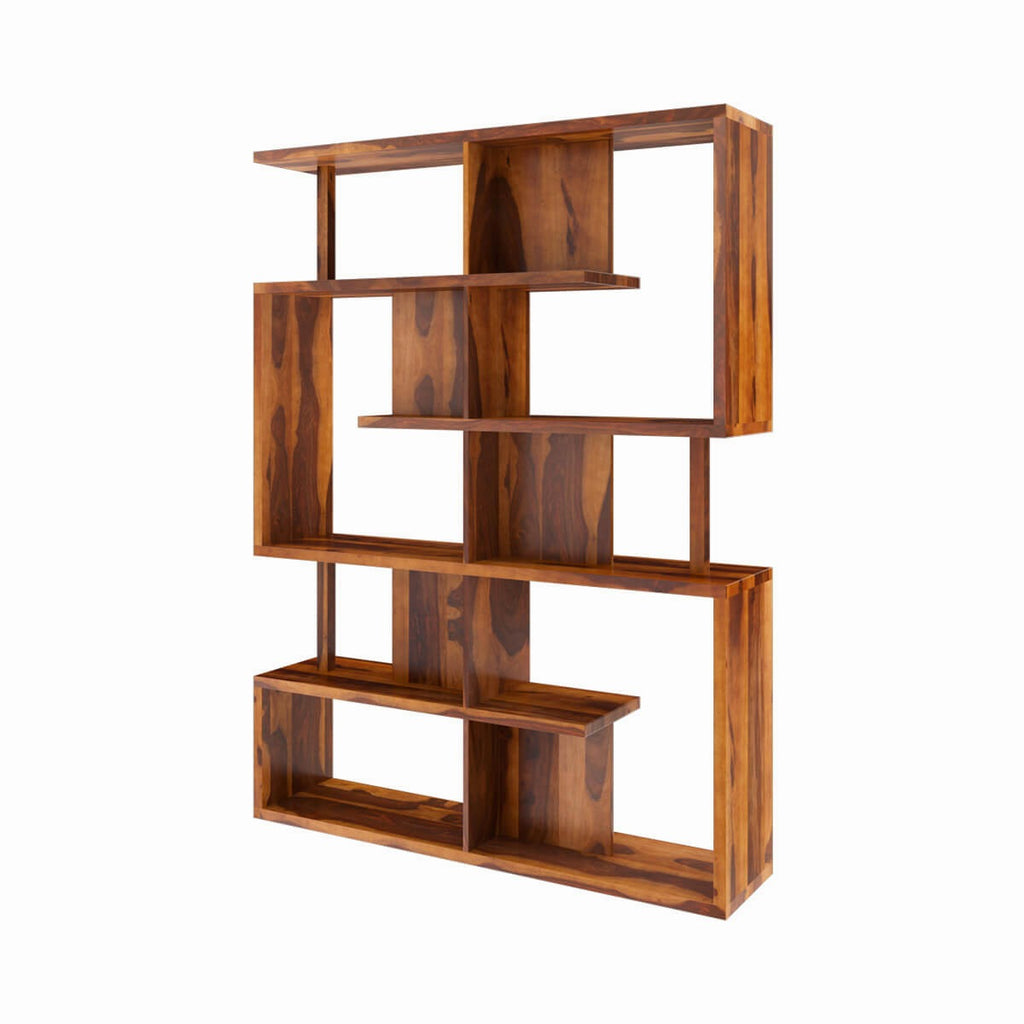 Bibliothèque Géométrique Bois Sheesham