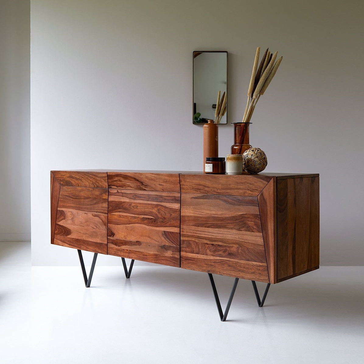Buffet de Rangement Bois Massif Sheesham Style Moderne 175cm