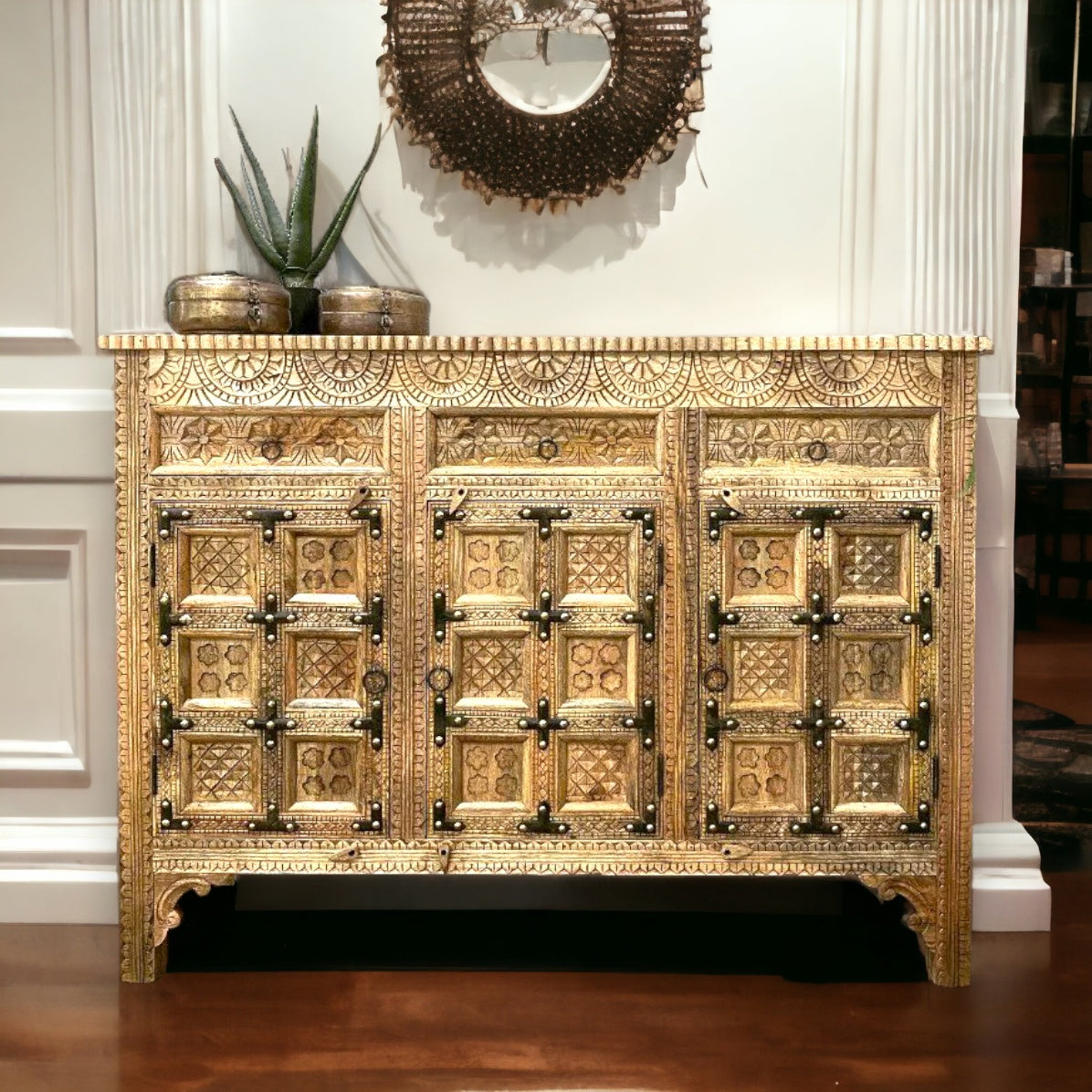 Buffet de Rangement Bois de Mangue Massif Style Rustique