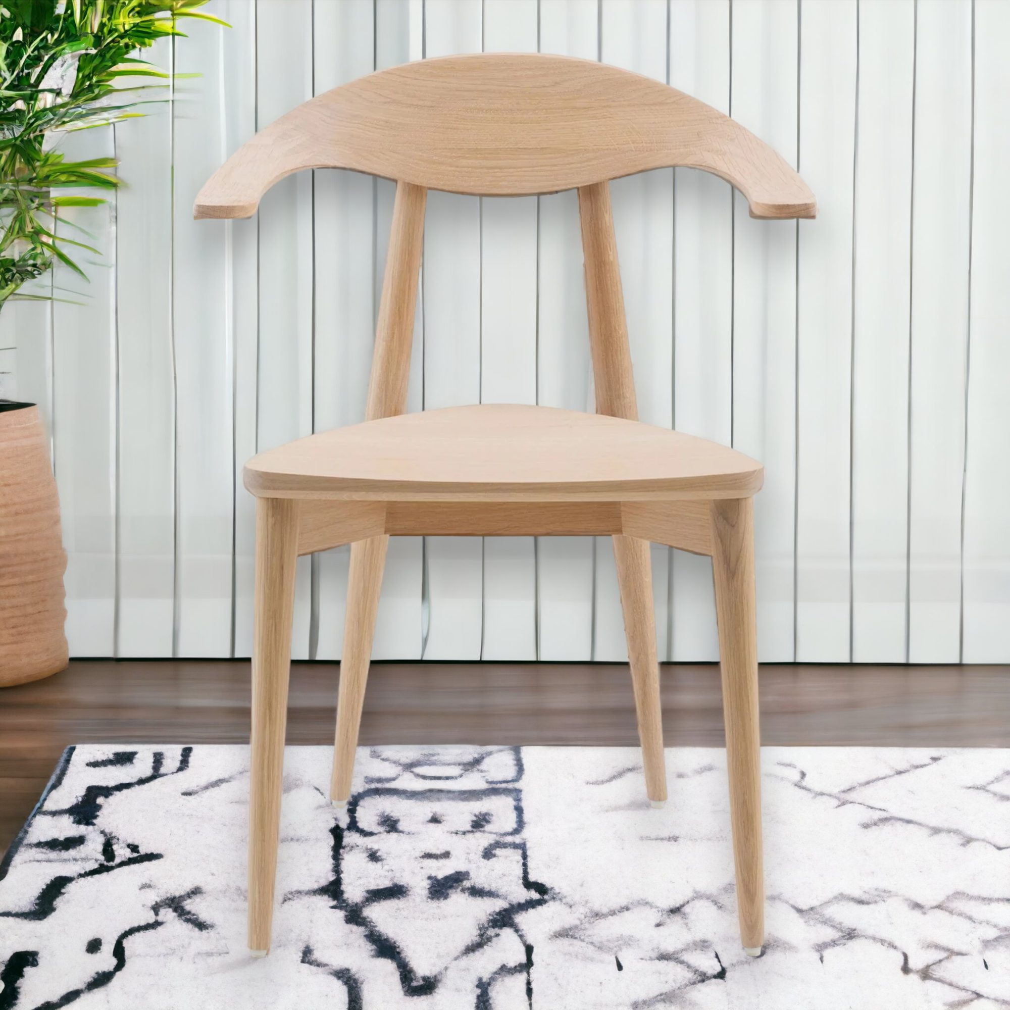 Chaise de Bureau en Bois de Chêne Blanc - Design Ergonomique - Sheesham Miel
