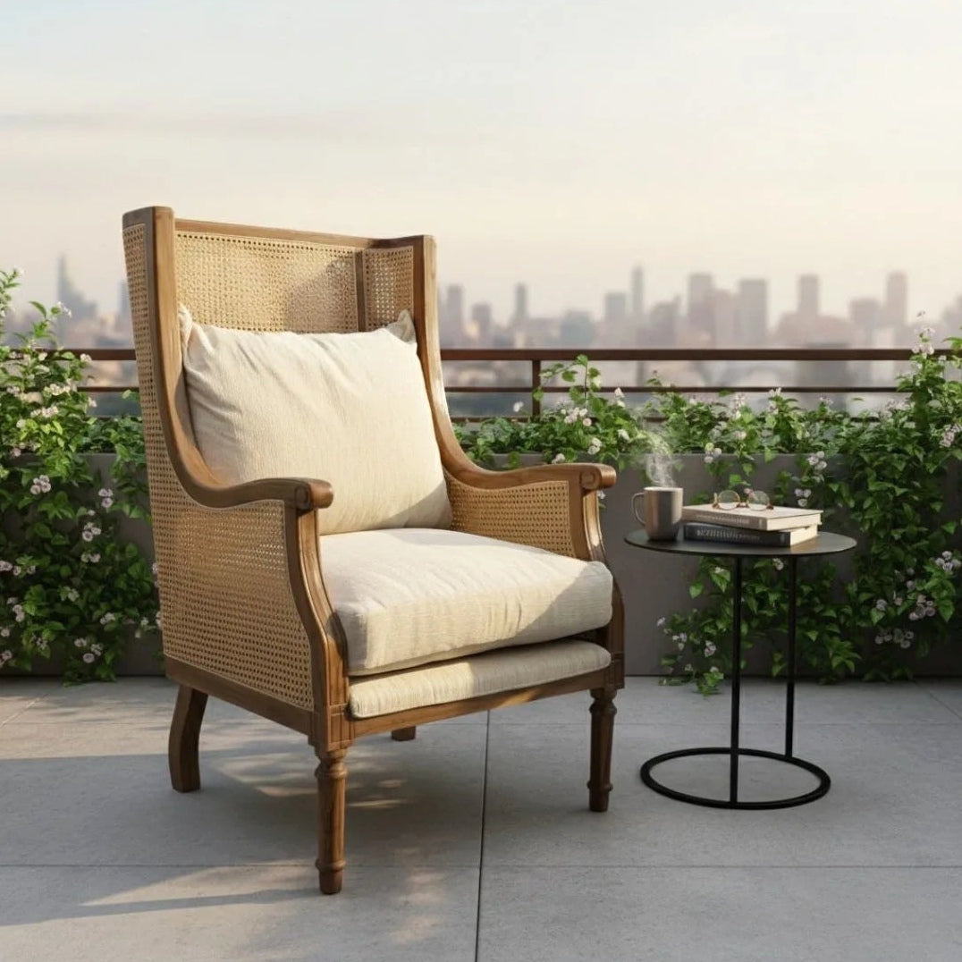 Fauteuil Teck & Rotin Naturel Pablo