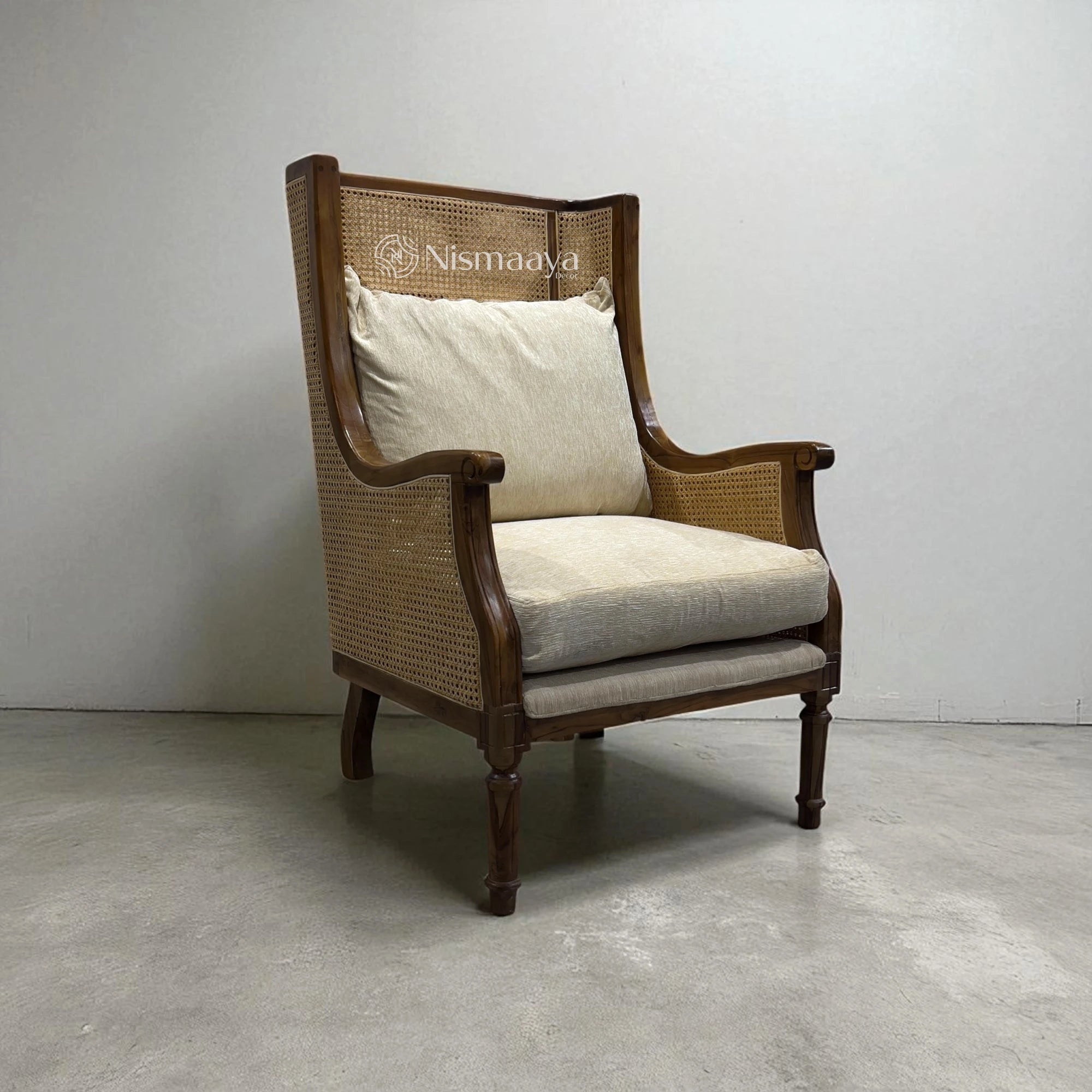 Fauteuil Teck & Rotin Naturel Pablo