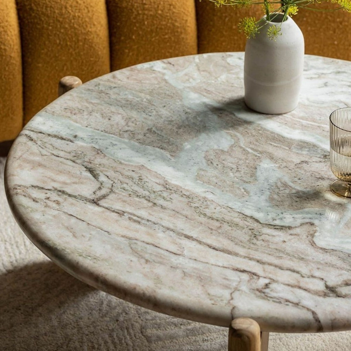 Table Basse en Bois de Mangouvier et Marbre - Plateau en Marbre Naturel - Marbre Noir