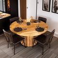 Table à Manger Ronde Style Art Déco avec Pied Flûté