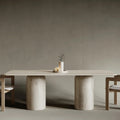 Table Rectangulaire en Pierre de Travertin - Pièce Unique aux Veines Naturelles - 160 cm
