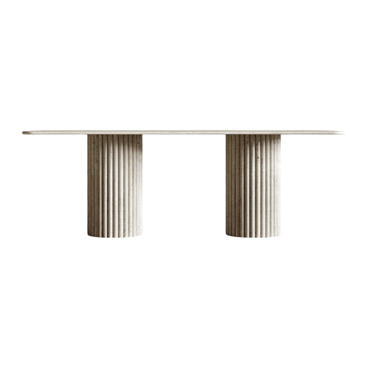 Table de Salle à Manger Rectangulaire en Pierre de Travertin - Plateau Massif - 190 cm