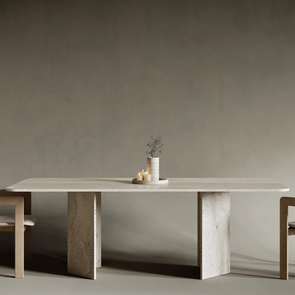 Table de Salle à Manger en Pierre de Travertin - Finition Naturelle Intemporelle - 170 cm