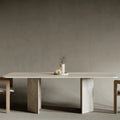 Table de Salle à Manger en Pierre de Travertin - Finition Naturelle Intemporelle - 170 cm