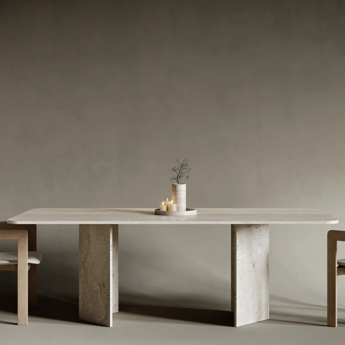 Table de Salle à Manger en Pierre de Travertin - Finition Naturelle Intemporelle - 170 cm