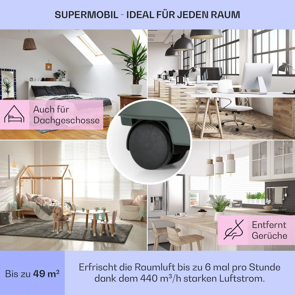Klarstein Mobile Klimaanlage mit Abluftschlauch, 5-in-1 Klimagerät, Ventilator, Luftentfeuchter, Luftreiniger & Nachtmodus, App-Steuerung, Kleine & Portable, für Wohnung & Büro, 12000 BTU