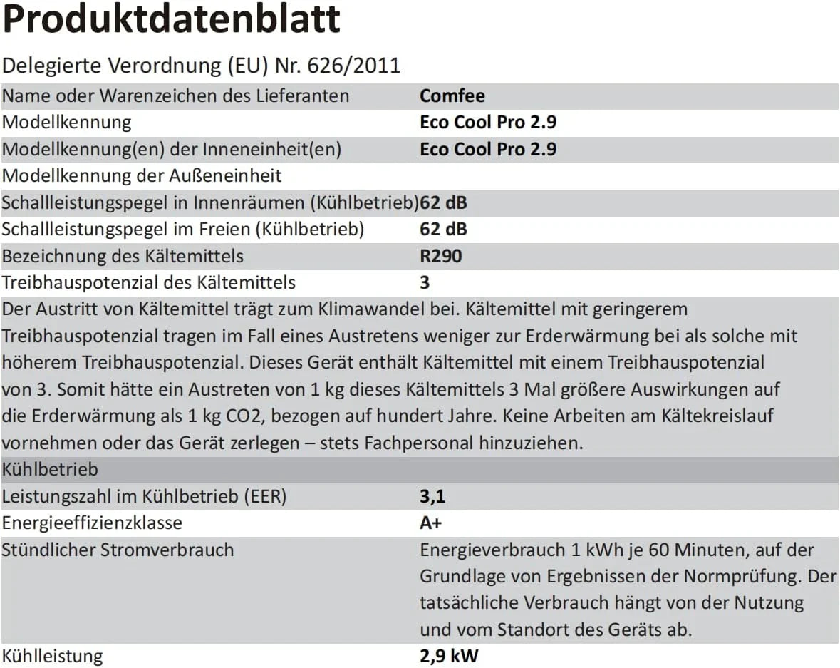 Comfee Mobiles Klimagert Easy Cool 2.0, 7000 BTU 2,0kW, Kühlen&Ventilieren&Entfeuchten, Raumgre bis 68m(25㎡), APP-Steuerung/Alexa/Google Home/IFTTT, Mobile Klimaanlage mit Abluftschlauch
